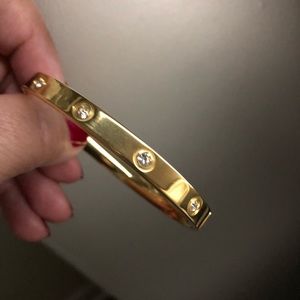 Rhinestones gold bangle bracelet